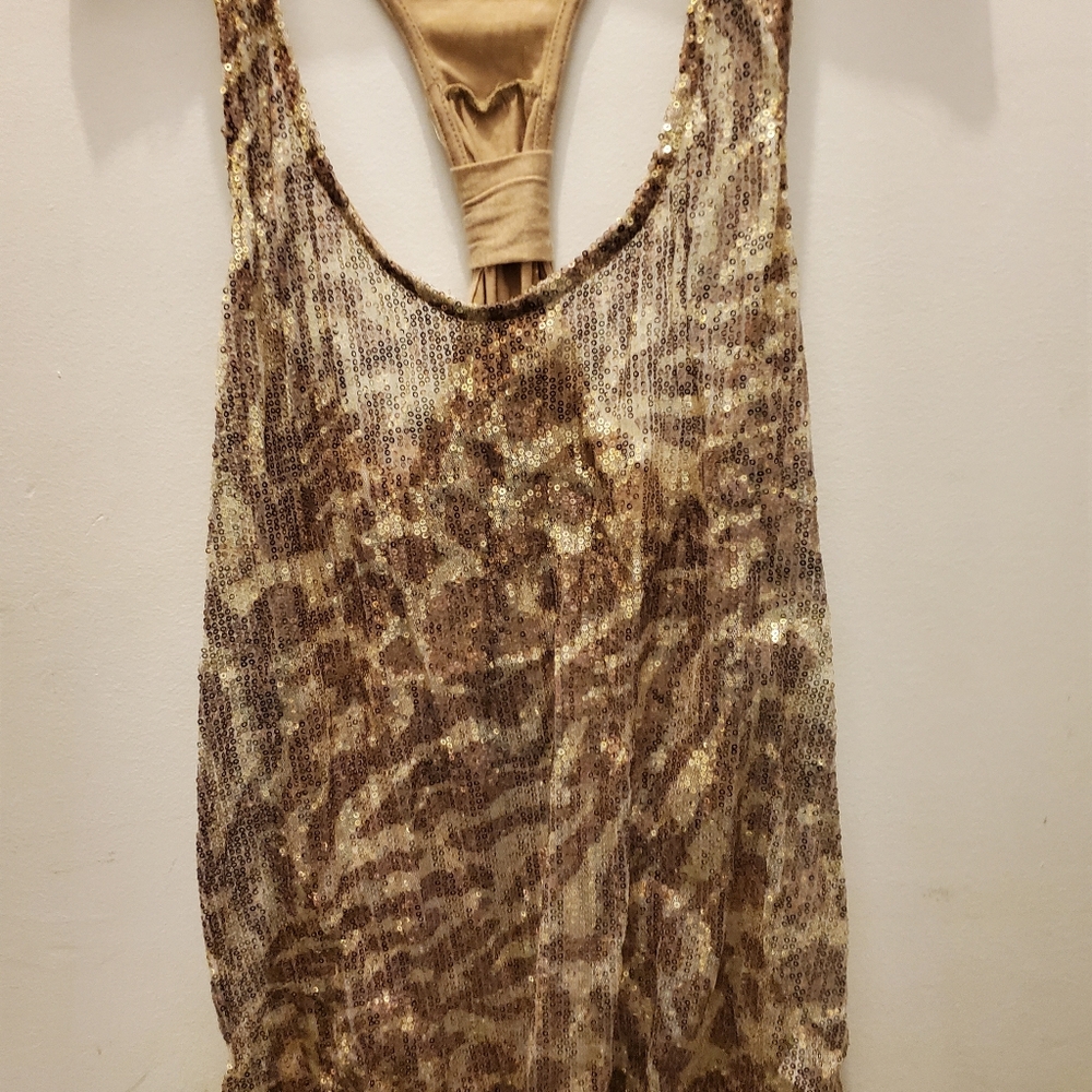 Gold sequin tank